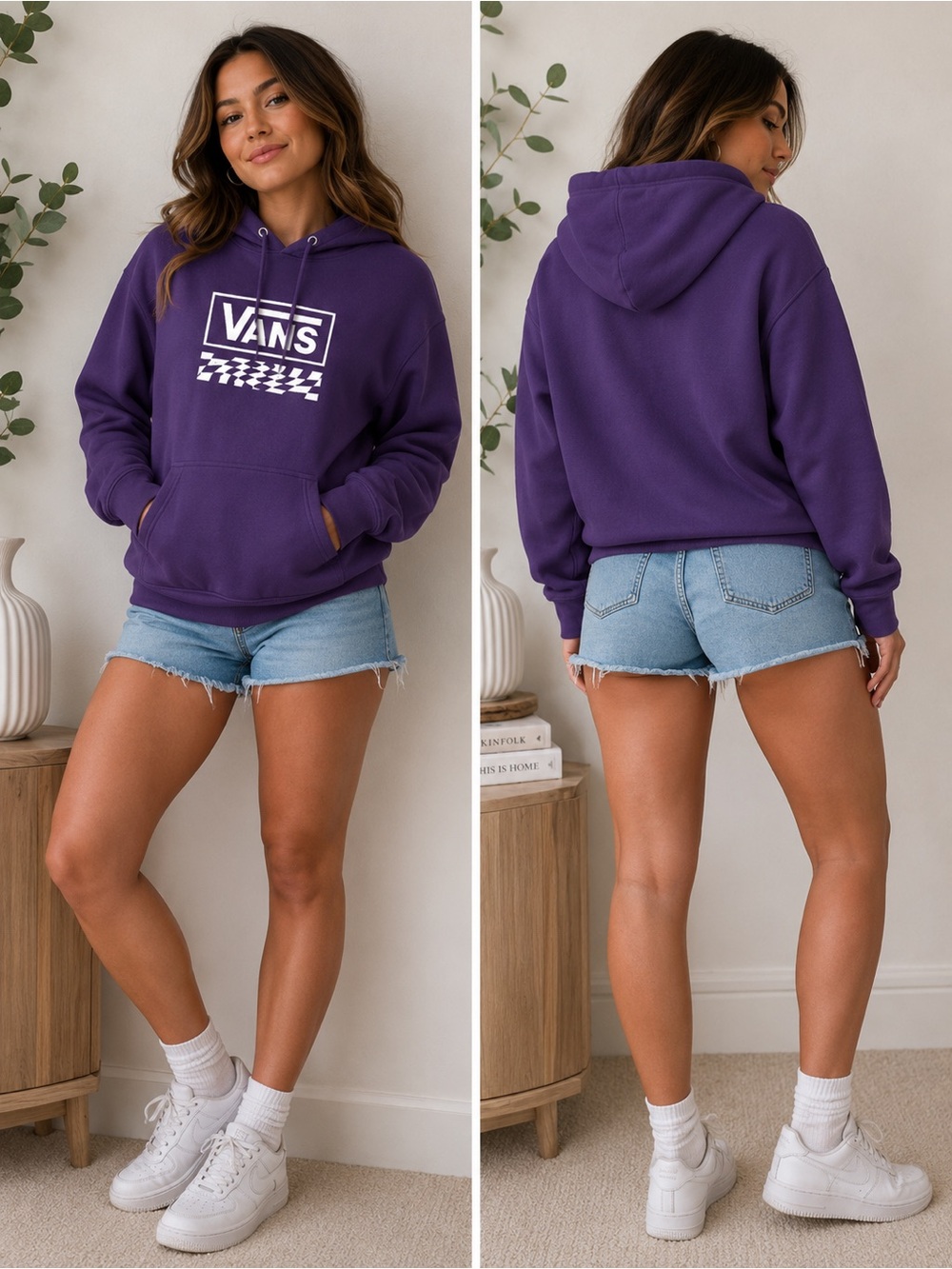 Vans Purple Logo Hoodie with Checker Graphic